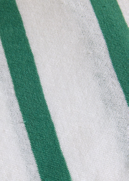 Linen & Cotton Horizontal Stripe Polo White/Green - Paul Stuart