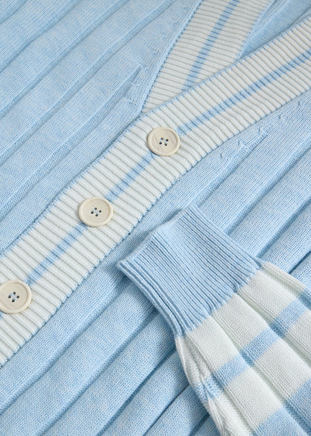 Cotton Cable Knit Tennis Cardigan Light Blue - Paul Stuart
