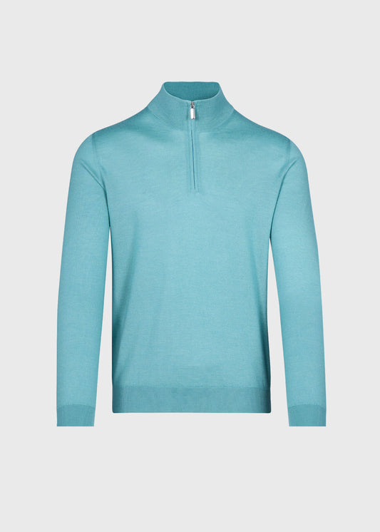 Cashmere & Silk Quarter Zip Pullover Denim - Paul Stuart
