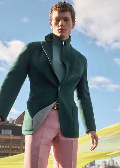 Cashmere & Silk Quarter Zip Pullover Denim - Paul Stuart