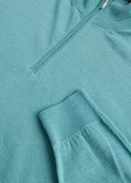 Cashmere & Silk Quarter Zip Pullover Denim - Paul Stuart