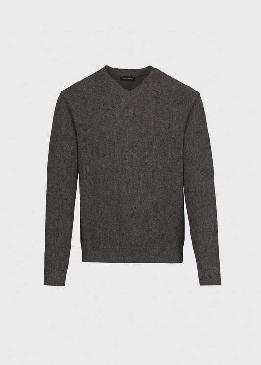 Classic Alpaca Links V-Neck Sweater Green Mix - Paul Stuart