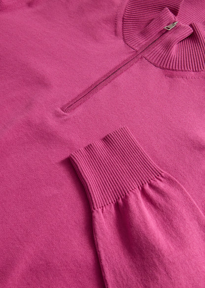 Quarter Zip Cotton Sweater Aqua - Paul Stuart