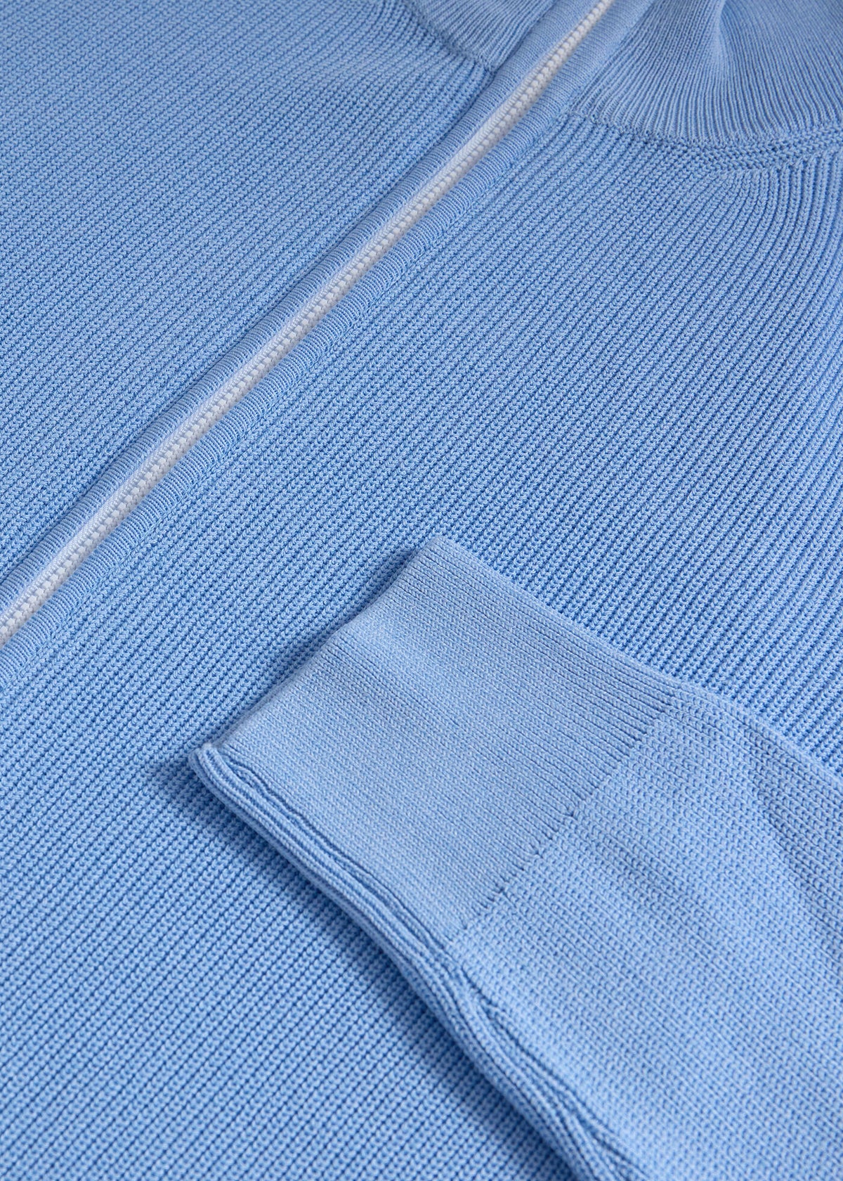 Ribbed Full Zip Cardigan Blue - Paul Stuart