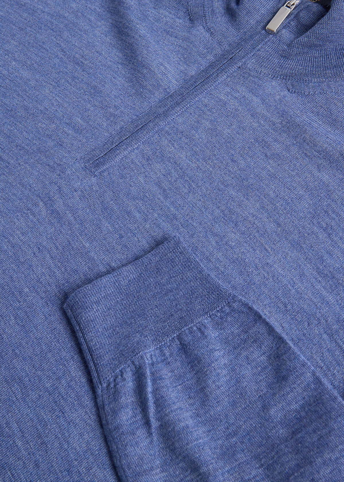 Cashmere & Silk Quarter Zip Pullover Denim - Paul Stuart