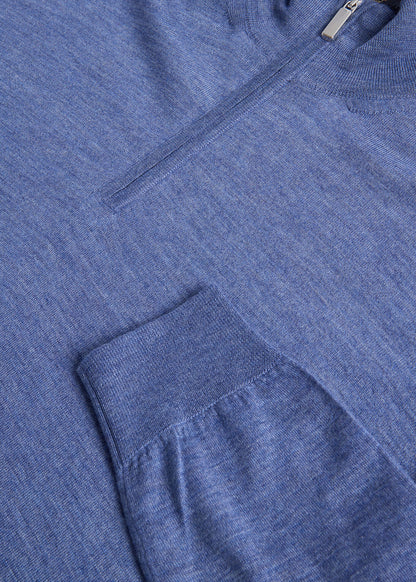 Cashmere & Silk Quarter Zip Pullover Denim - Paul Stuart