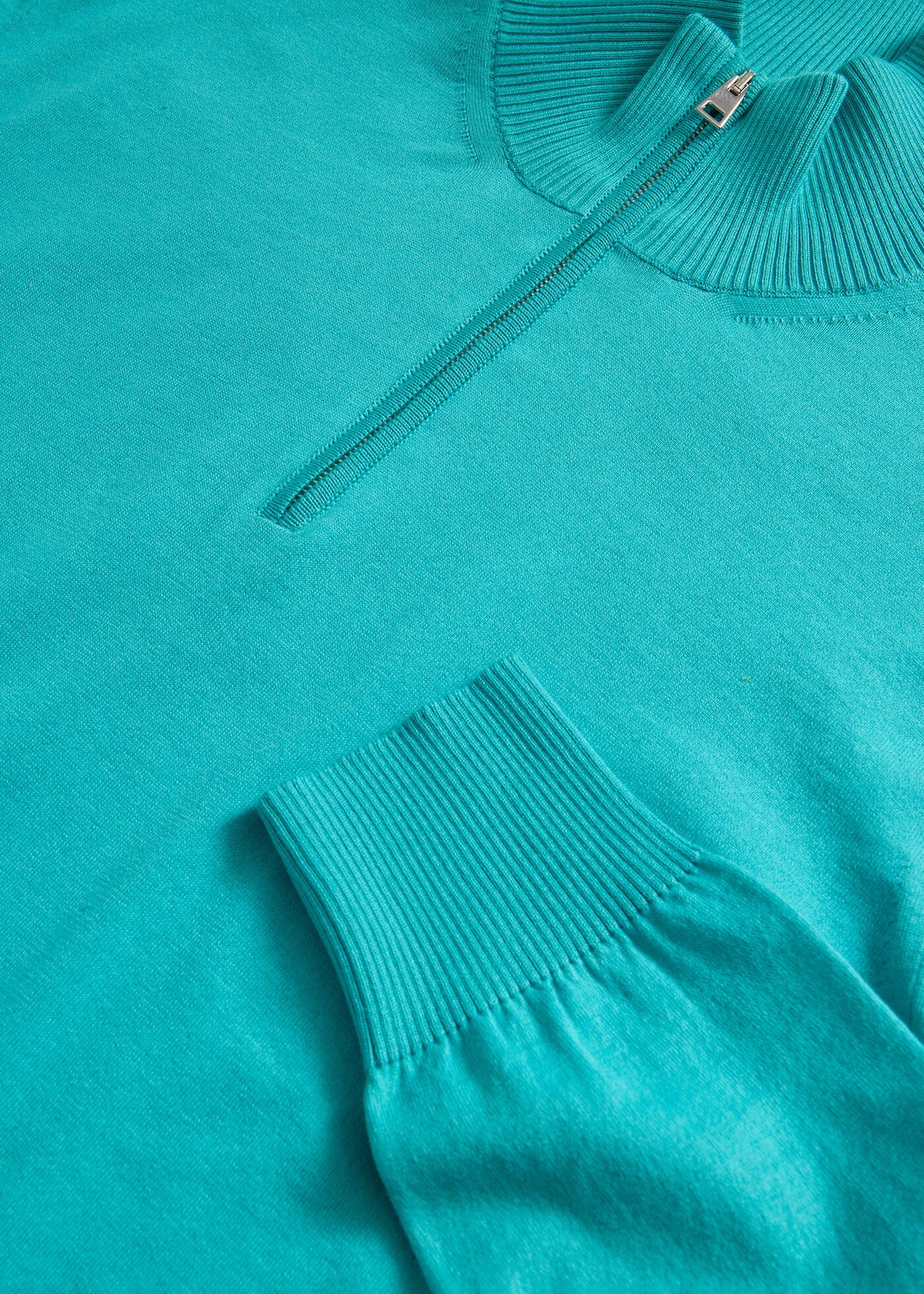 Quarter Zip Cotton Sweater Aqua - Paul Stuart
