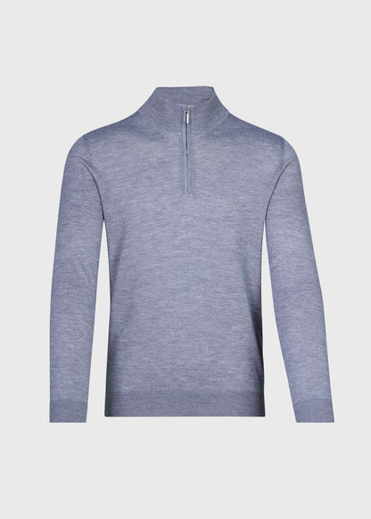 Cashmere & Silk Quarter Zip Pullover Denim - Paul Stuart