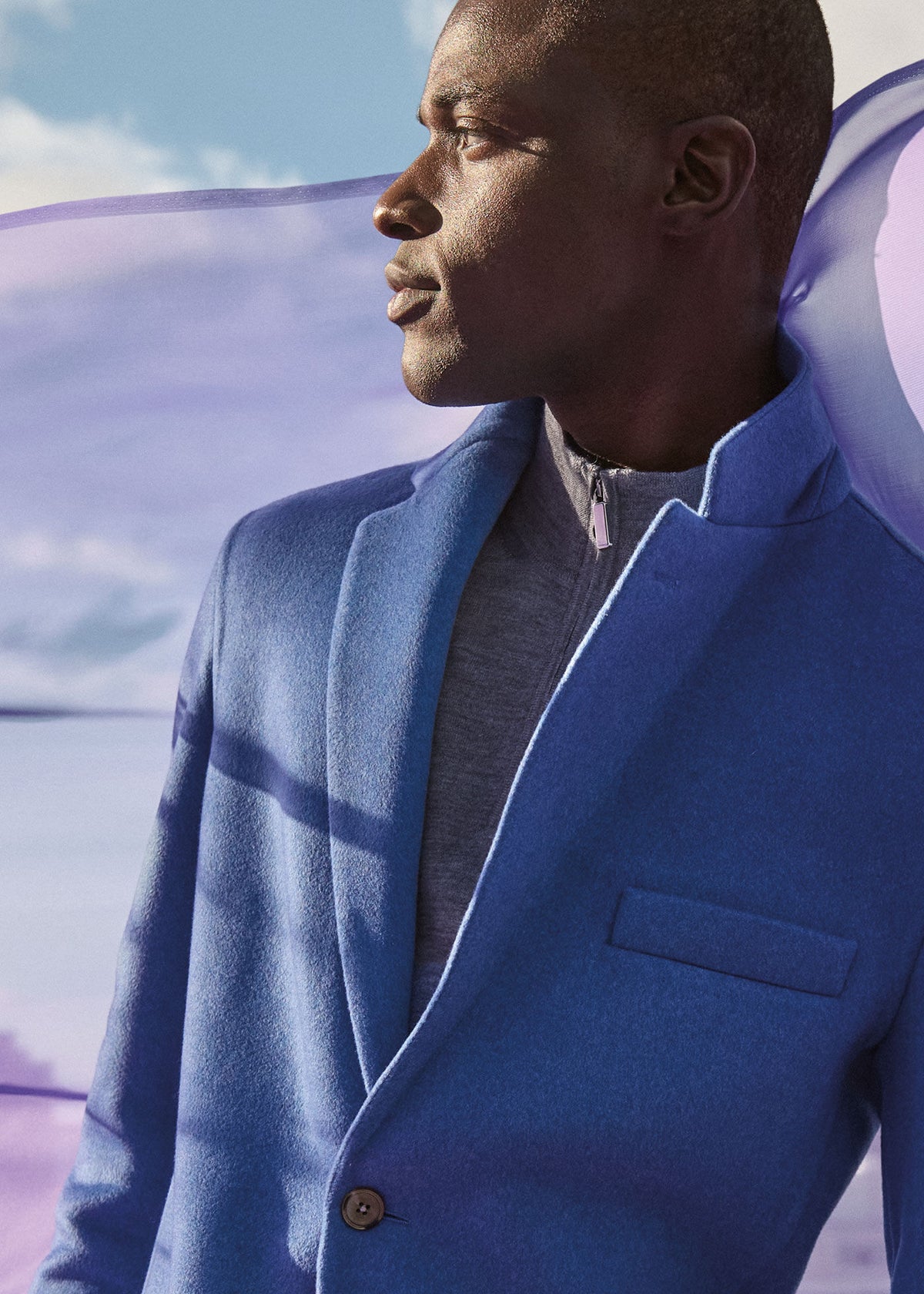 Cashmere & Silk Quarter Zip Pullover Denim - Paul Stuart