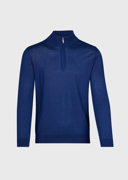Cashmere & Silk Quarter Zip Pullover Denim - Paul Stuart