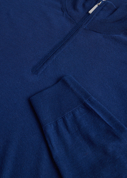 Cashmere & Silk Quarter Zip Pullover Denim - Paul Stuart