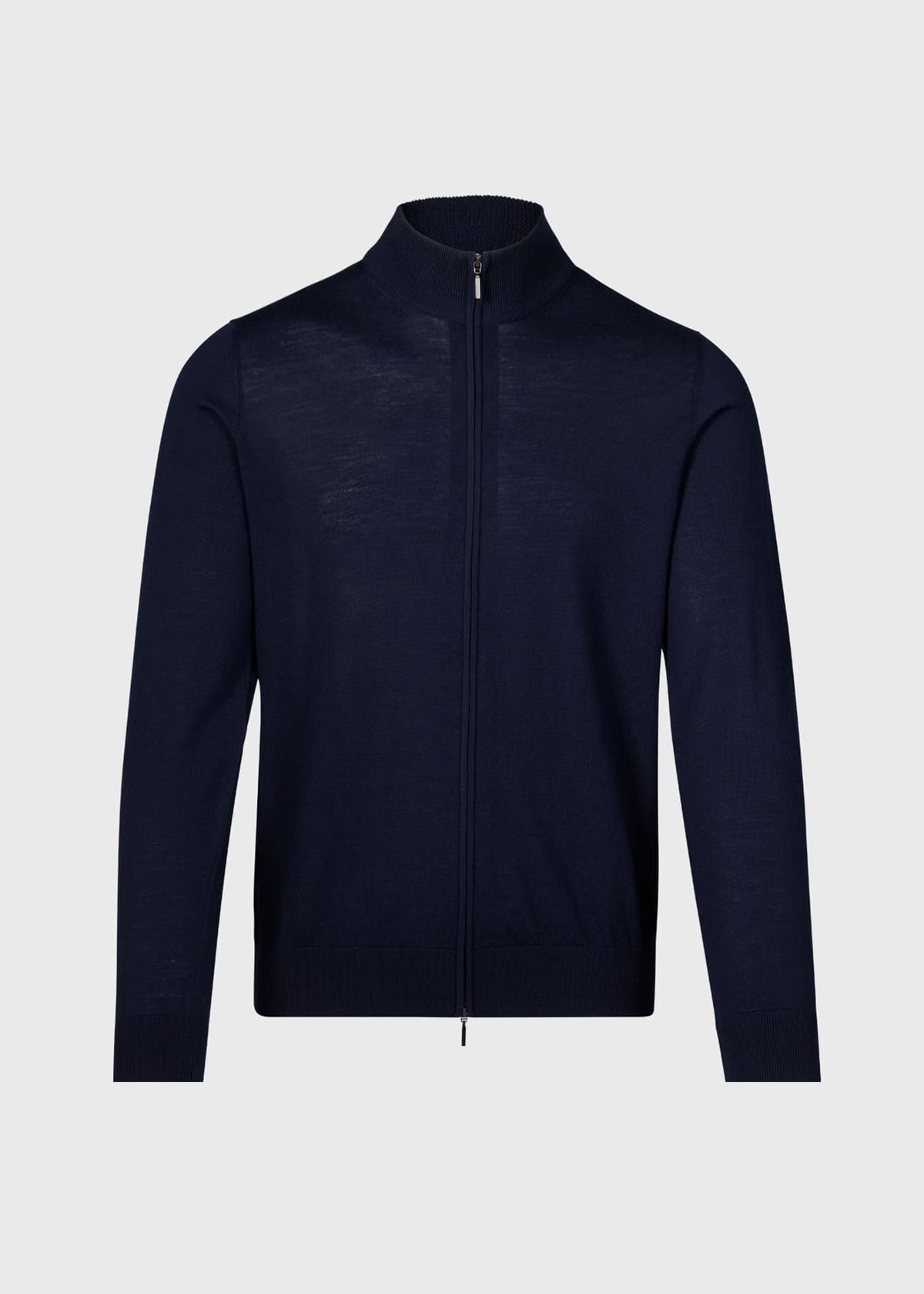 Essential Merino Wool Zip Cardigan Charcoal - Paul Stuart