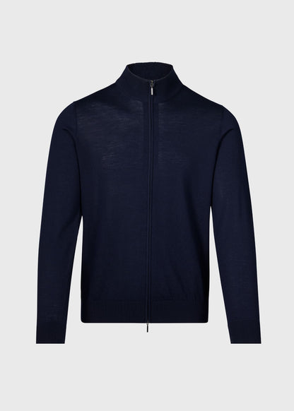 Essential Merino Wool Zip Cardigan Charcoal - Paul Stuart
