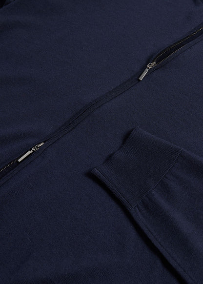 Essential Merino Wool Zip Cardigan Charcoal - Paul Stuart