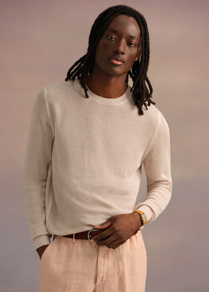 Silk & Cotton Crew Neck Lemon - Paul Stuart