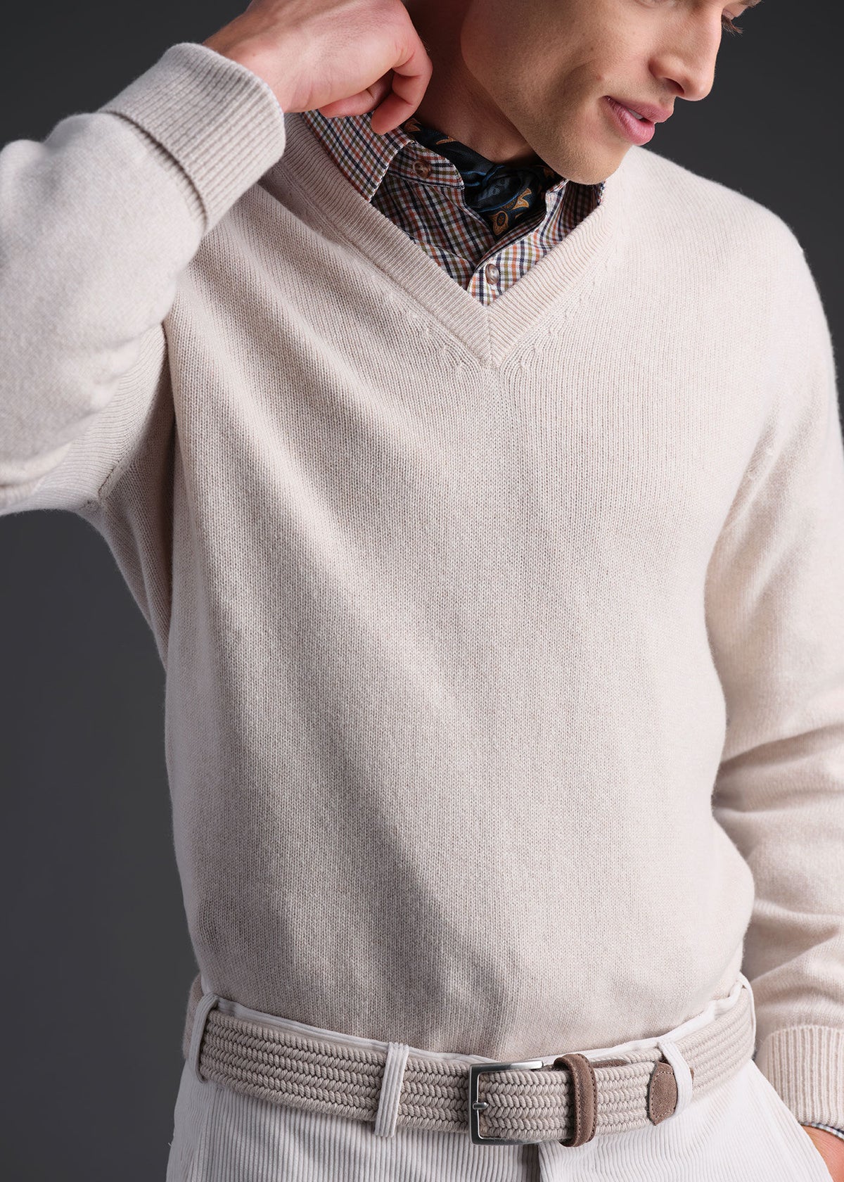 Classic Cashmere V-Neck Sweater Powder Blue, unselectable - Paul Stuart