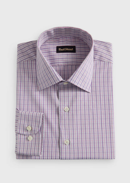 All Year Cotton Plaid Sport Shirt Pink/Lavender - Paul Stuart