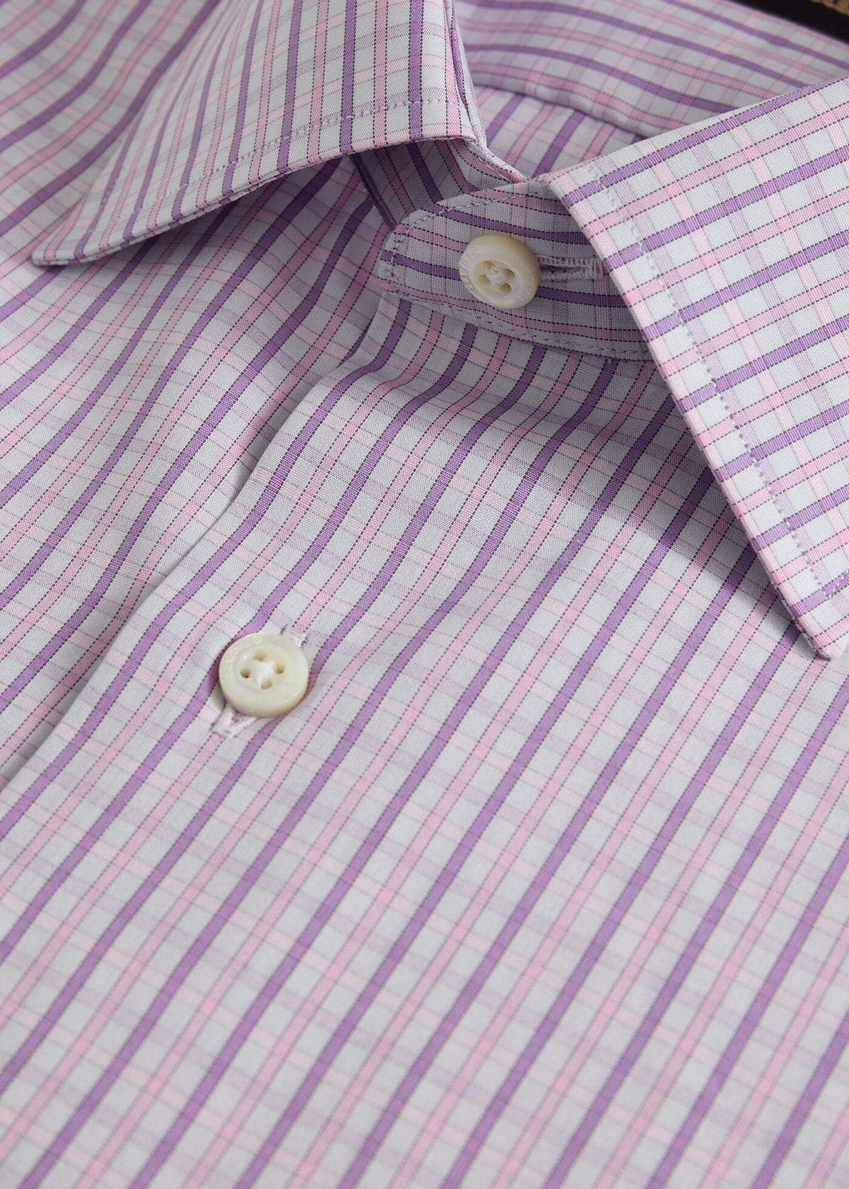All Year Cotton Plaid Sport Shirt Pink/Lavender - Paul Stuart