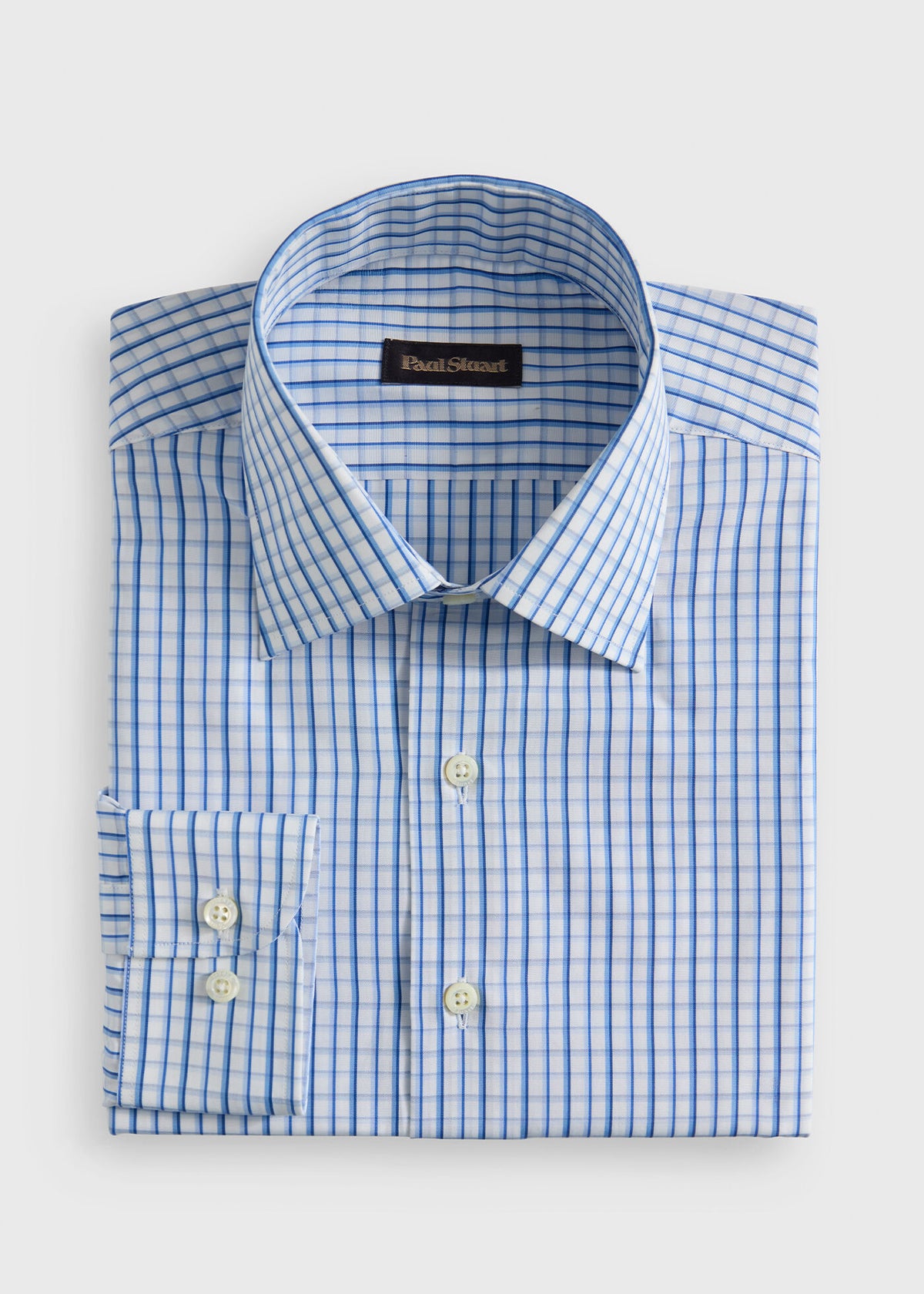 All Year Cotton Tattersall Sport Shirt Blue - Paul Stuart