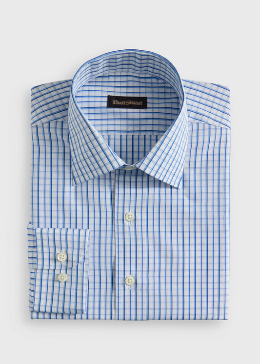 All Year Cotton Tattersall Sport Shirt Blue - Paul Stuart