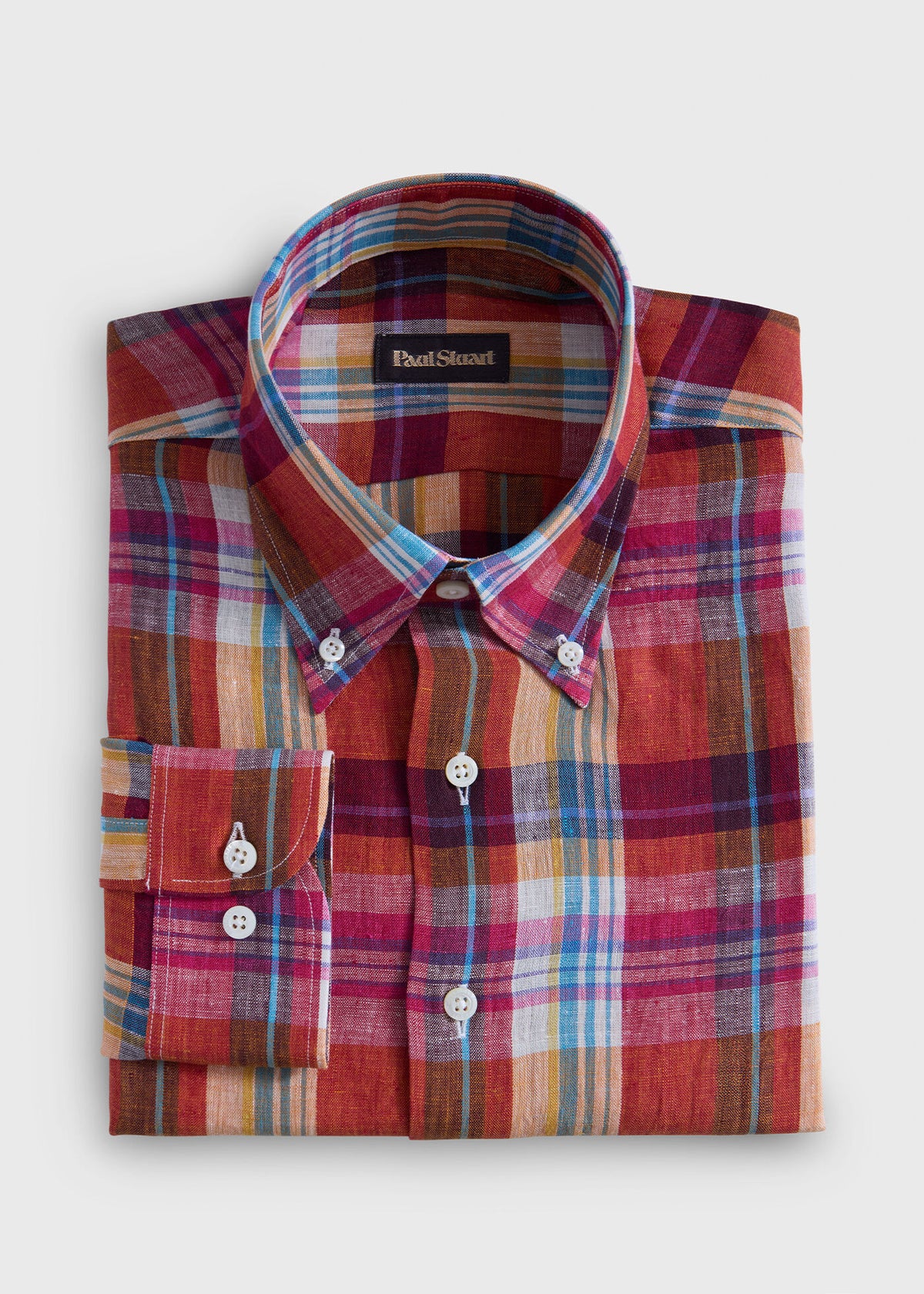 Linen Madras Shirt Copper - Paul Stuart