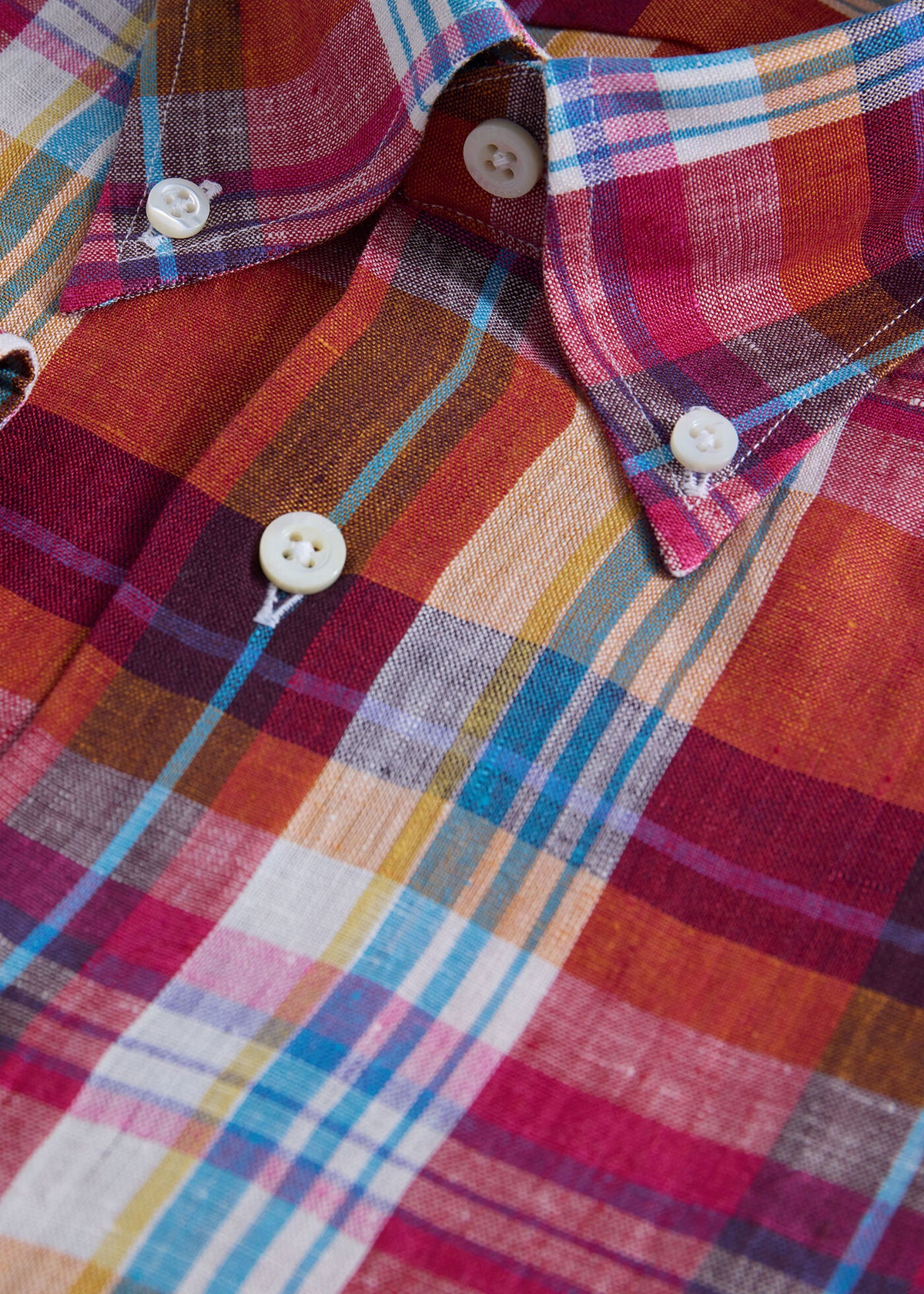 Linen Madras Shirt Copper - Paul Stuart