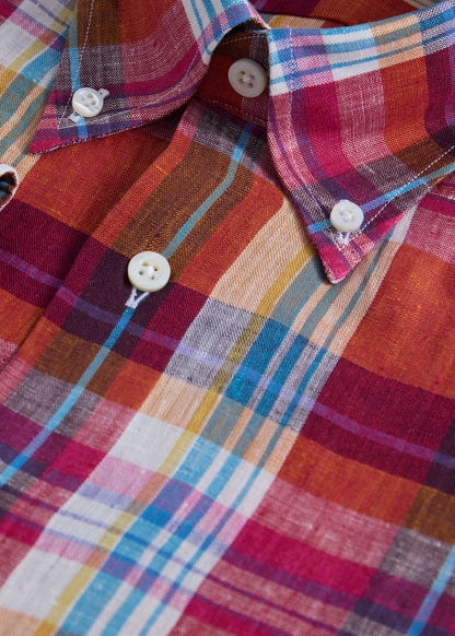 Linen Madras Shirt Copper - Paul Stuart