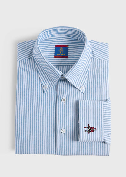 Striped Oxford Logo Sport Shirt Blue - Paul Stuart