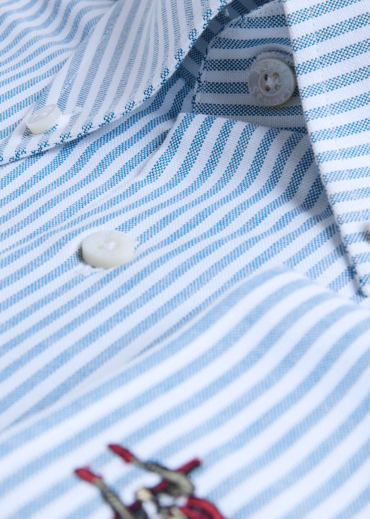 Striped Oxford Logo Sport Shirt Blue - Paul Stuart