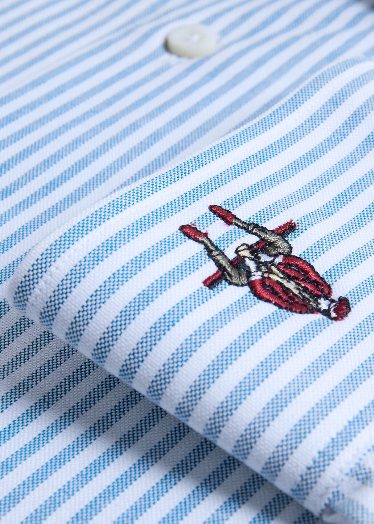 Striped Oxford Logo Sport Shirt Blue - Paul Stuart