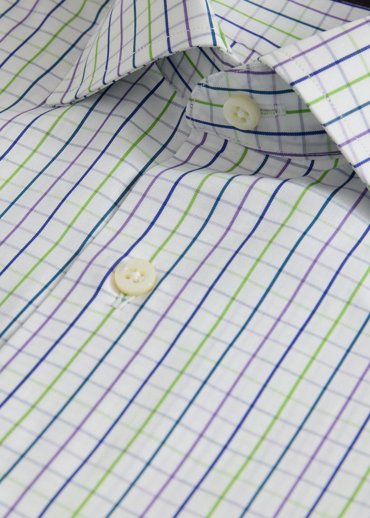 All Year Cotton Tattersall Sport Shirt Blue/Tan - Paul Stuart