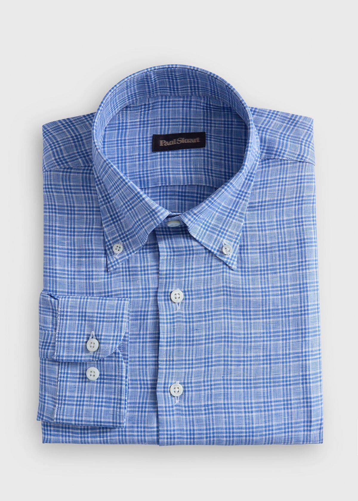 Linen Plaid Shirt Navy/White - Paul Stuart