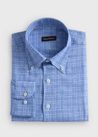 Linen Plaid Shirt Navy/White - Paul Stuart