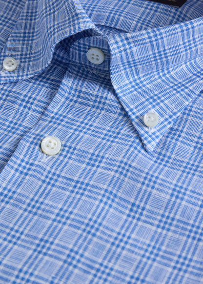 Linen Plaid Shirt Navy/White - Paul Stuart