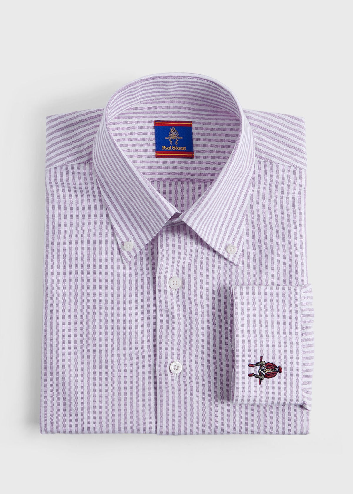 Striped Oxford Logo Sport Shirt Blue - Paul Stuart