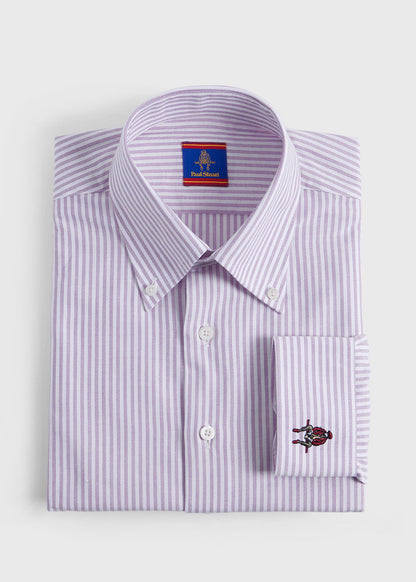 Striped Oxford Logo Sport Shirt Blue - Paul Stuart