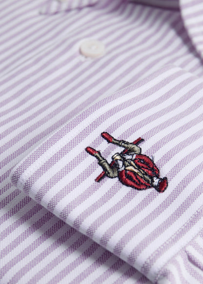 Striped Oxford Logo Sport Shirt Blue - Paul Stuart