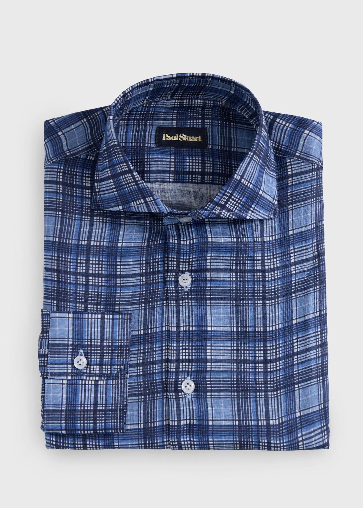 Linen Flannel Sport Shirt Navy - Paul Stuart