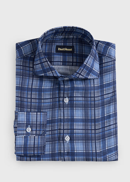 Linen Flannel Sport Shirt Navy - Paul Stuart