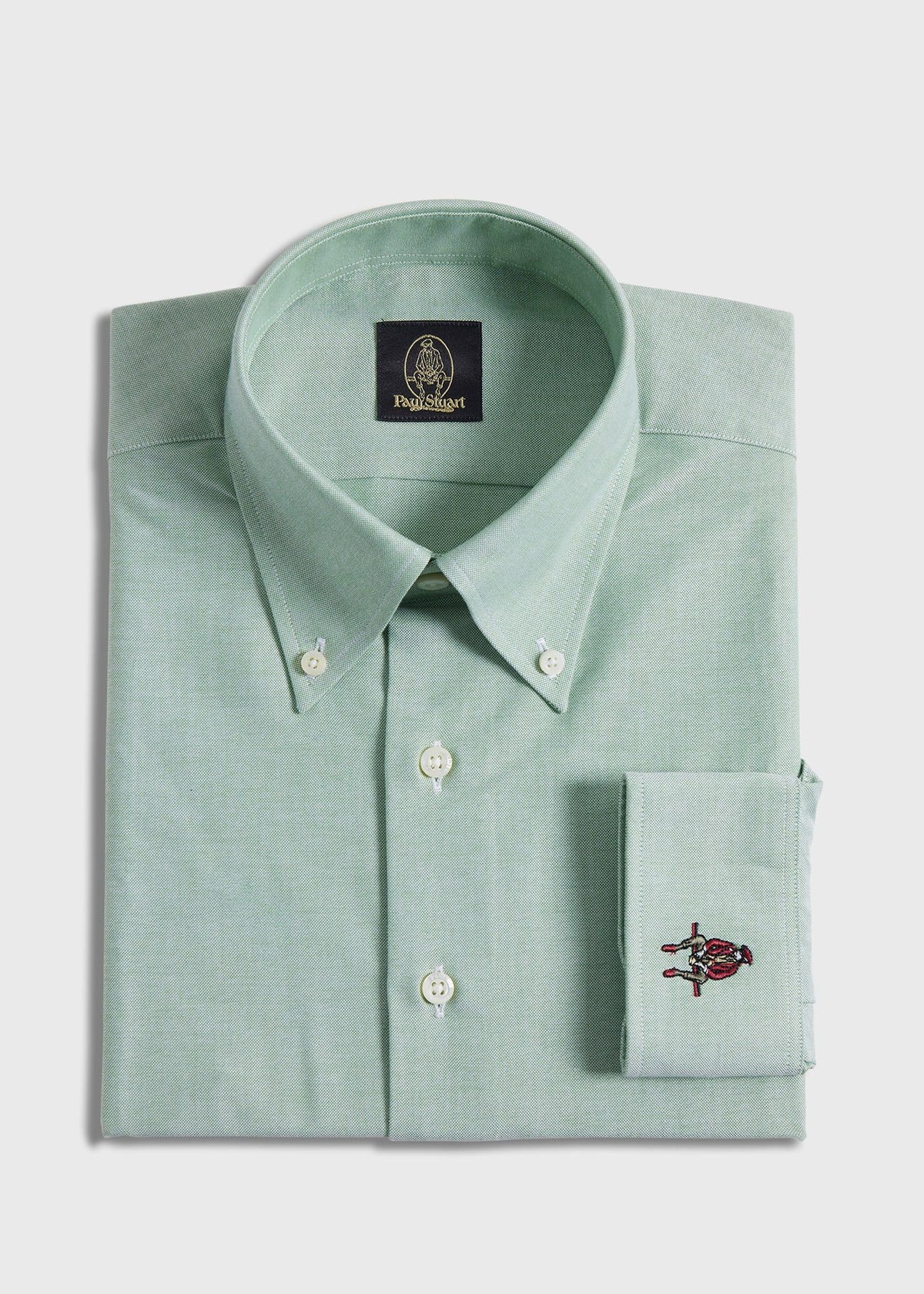 Cotton Oxford Logo Sport Shirt Green - Paul Stuart