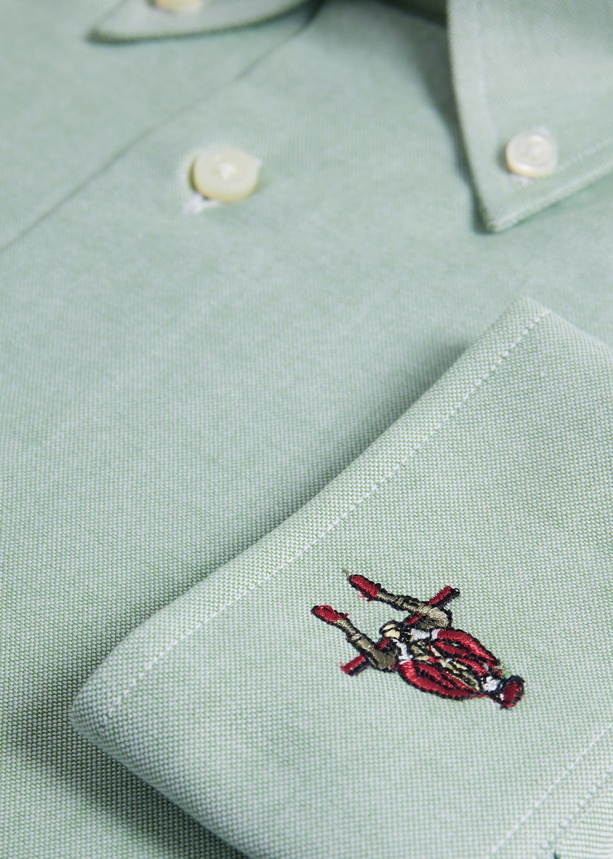 Cotton Oxford Logo Sport Shirt Green - Paul Stuart