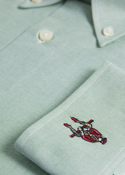 Cotton Oxford Logo Sport Shirt Green - Paul Stuart