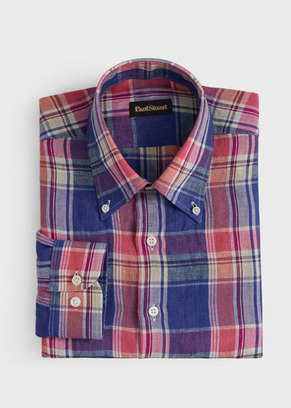Linen Madras Shirt Copper - Paul Stuart