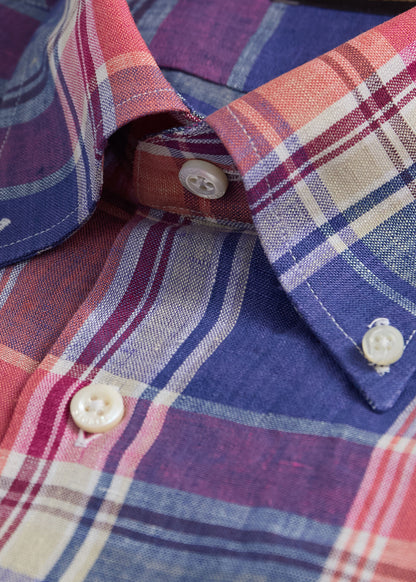 Linen Madras Shirt Copper - Paul Stuart