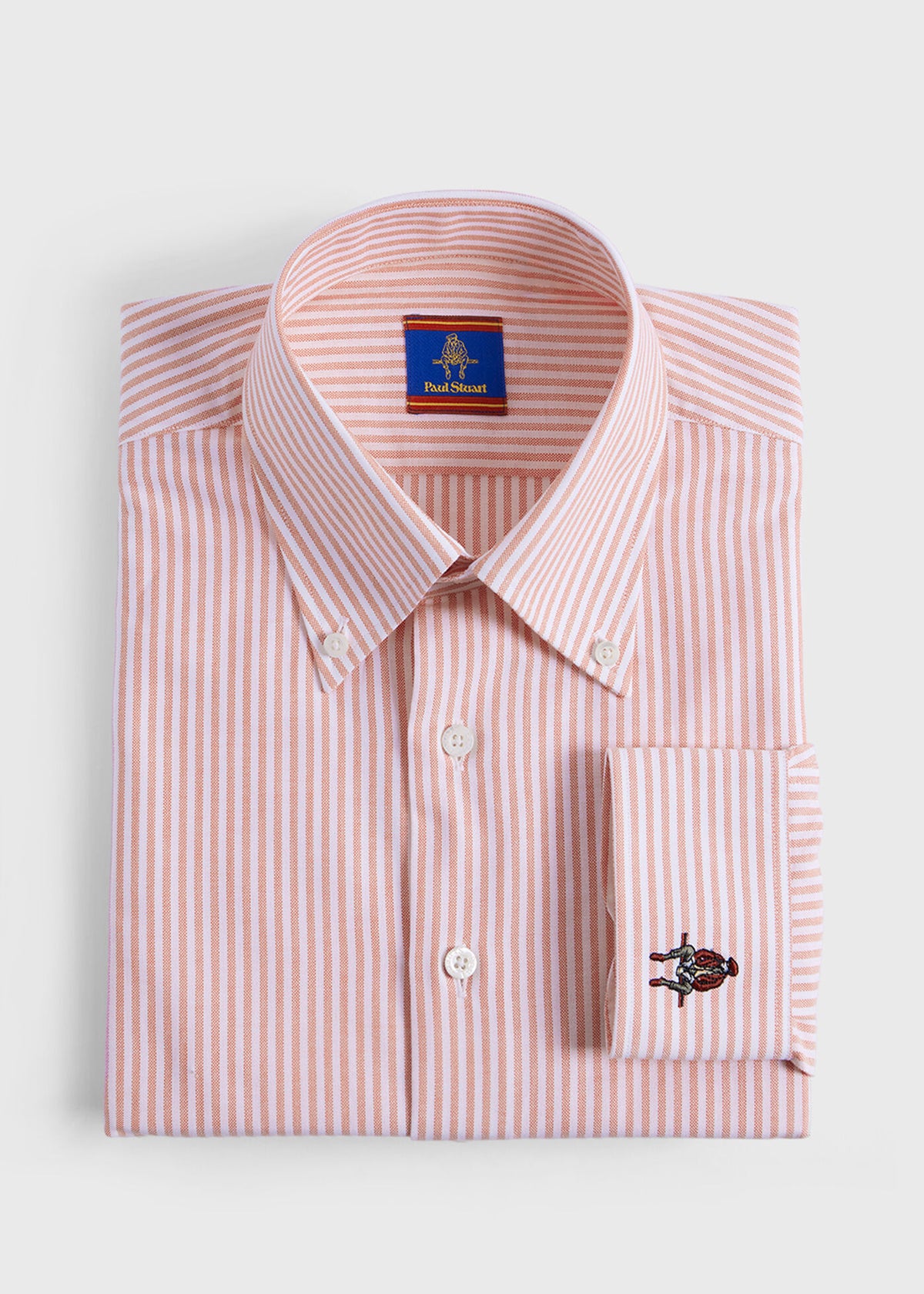 Striped Oxford Logo Sport Shirt Blue - Paul Stuart
