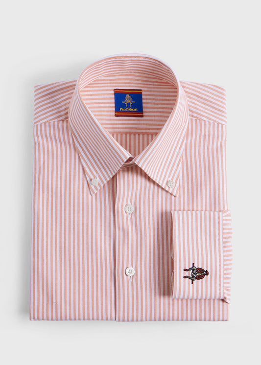 Striped Oxford Logo Sport Shirt Blue - Paul Stuart