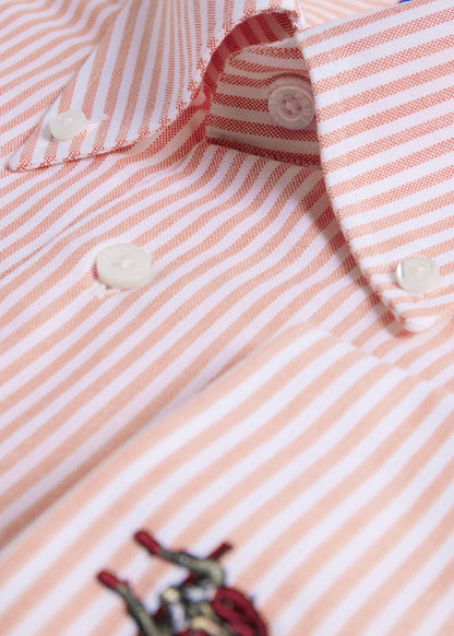 Striped Oxford Logo Sport Shirt Blue - Paul Stuart