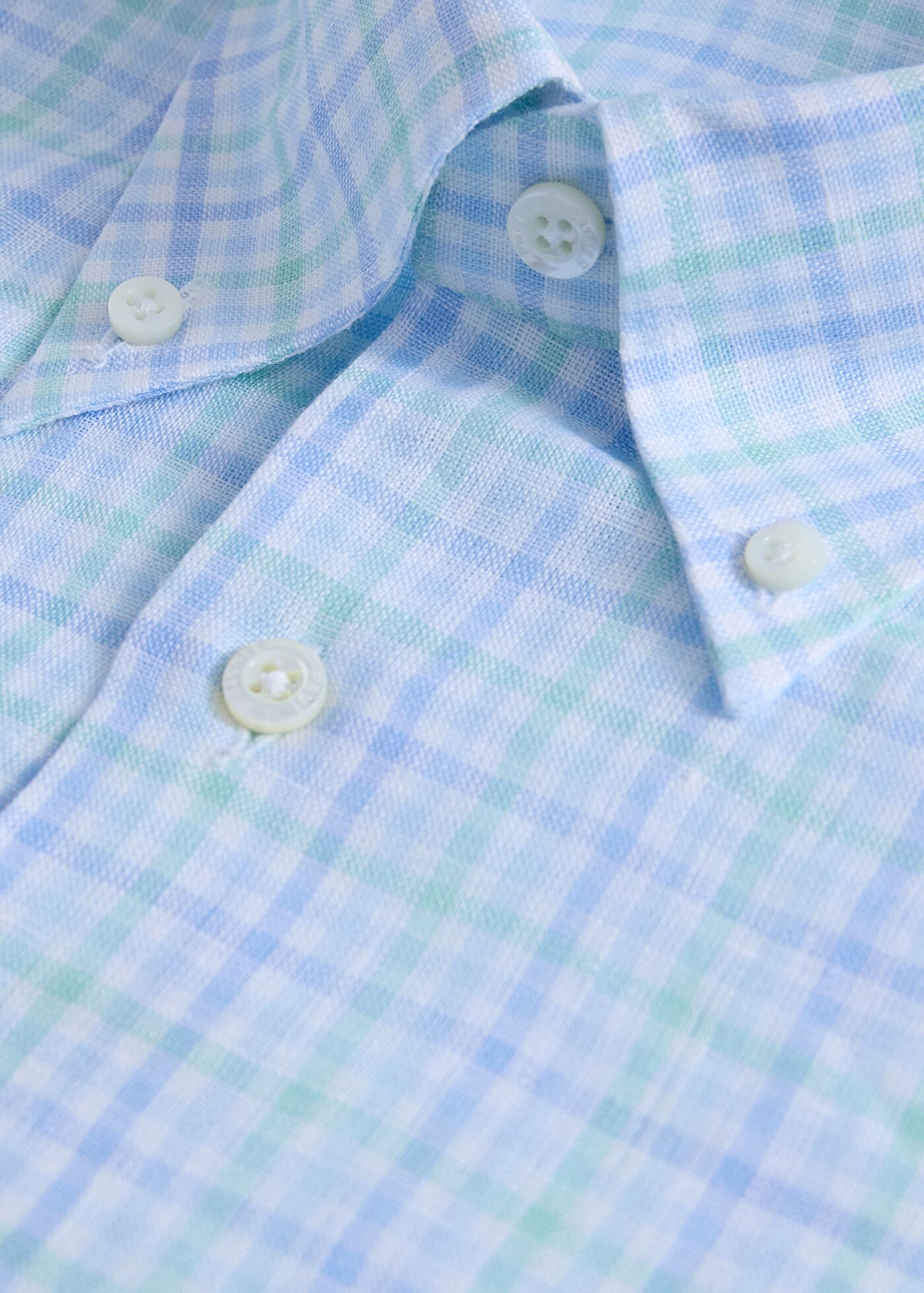Linen Plaid Shirt Mint/Blue - Paul Stuart