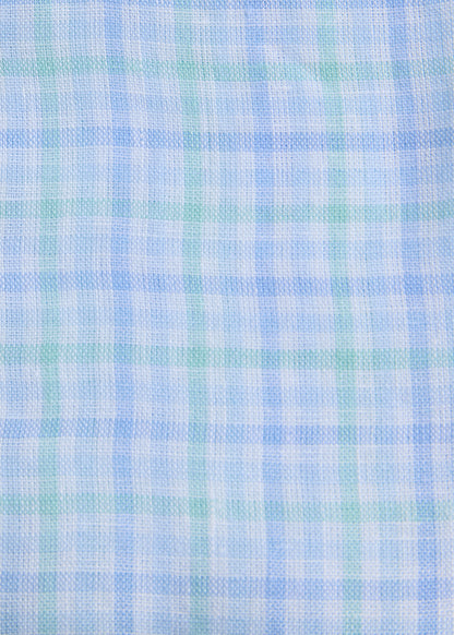 Linen Plaid Shirt Mint/Blue - Paul Stuart