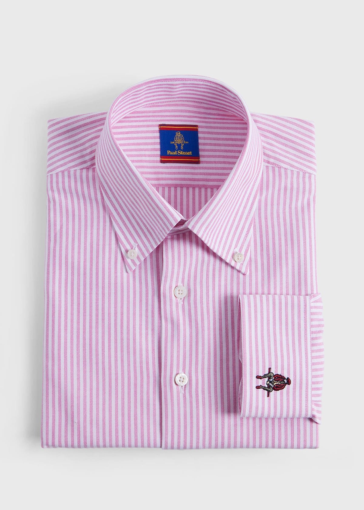 Striped Oxford Logo Sport Shirt Blue - Paul Stuart